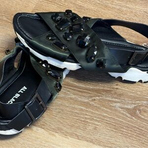 Black Embellished Sandals